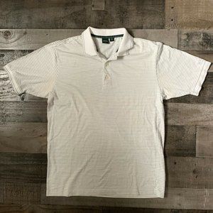 Hugo Boss White Green Striped Short Sleeve Polo L